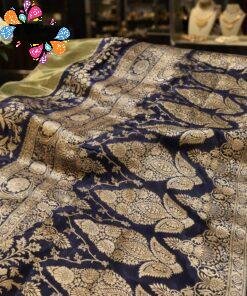 Black With Gold Zari Work Elephant Designer Banarasi Organza Silk Saree
