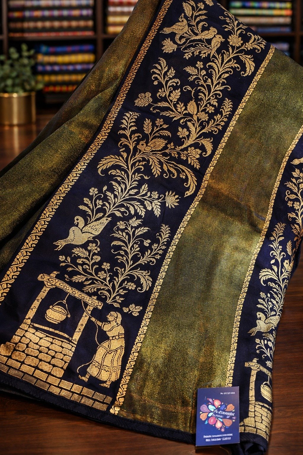 Black with Vintage Gold Weave Premium Banarasi Semi Silk Saree Black with Vintage Gold Weave Premium Banarasi Semi Silk Saree