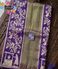 Royal Purple with Vintage Gold Weave Premium Banarasi Semi Silk Saree