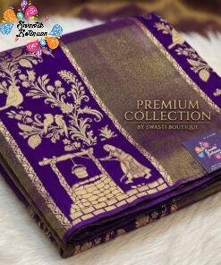 Royal Purple with Vintage Gold Weave Premium Banarasi Semi Silk Saree