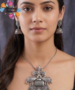 Welcome Swastik Boutiques, Sri Lanka Alternative view of Peacock Designer Oxidised Haram