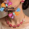 Magenta And Green Lotus Designer Matte Finished Necklace