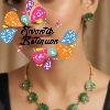 Green And White Stone Lotus Designer Matte Finished Necklace Green And White Stone Lotus Designer Matte Finished Necklace