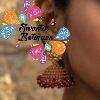 Dark Maroon Pearl With Lotus Designer Oxidised Gold Jhumkha