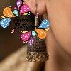 Floral Designer Copper Mixed Oxidised Gold Jhumkha