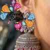 Pink Pearl And Floral Designer Oxidised Silver Jhumkha
