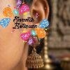 Pink And Green Stone With Floral Designer Oxidised Gold Jhumkha