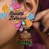 Green Lotus Designer Oxidised Gold Jhumkha