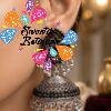 Black Stone With Flower Designer Oxidised Silver Jhumkha