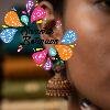 Pink And Green Stone With Floral Designer Oxidised Gold Jhumkha