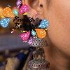 Elephant Designer Maroon Oxidised Silver Jhumkha