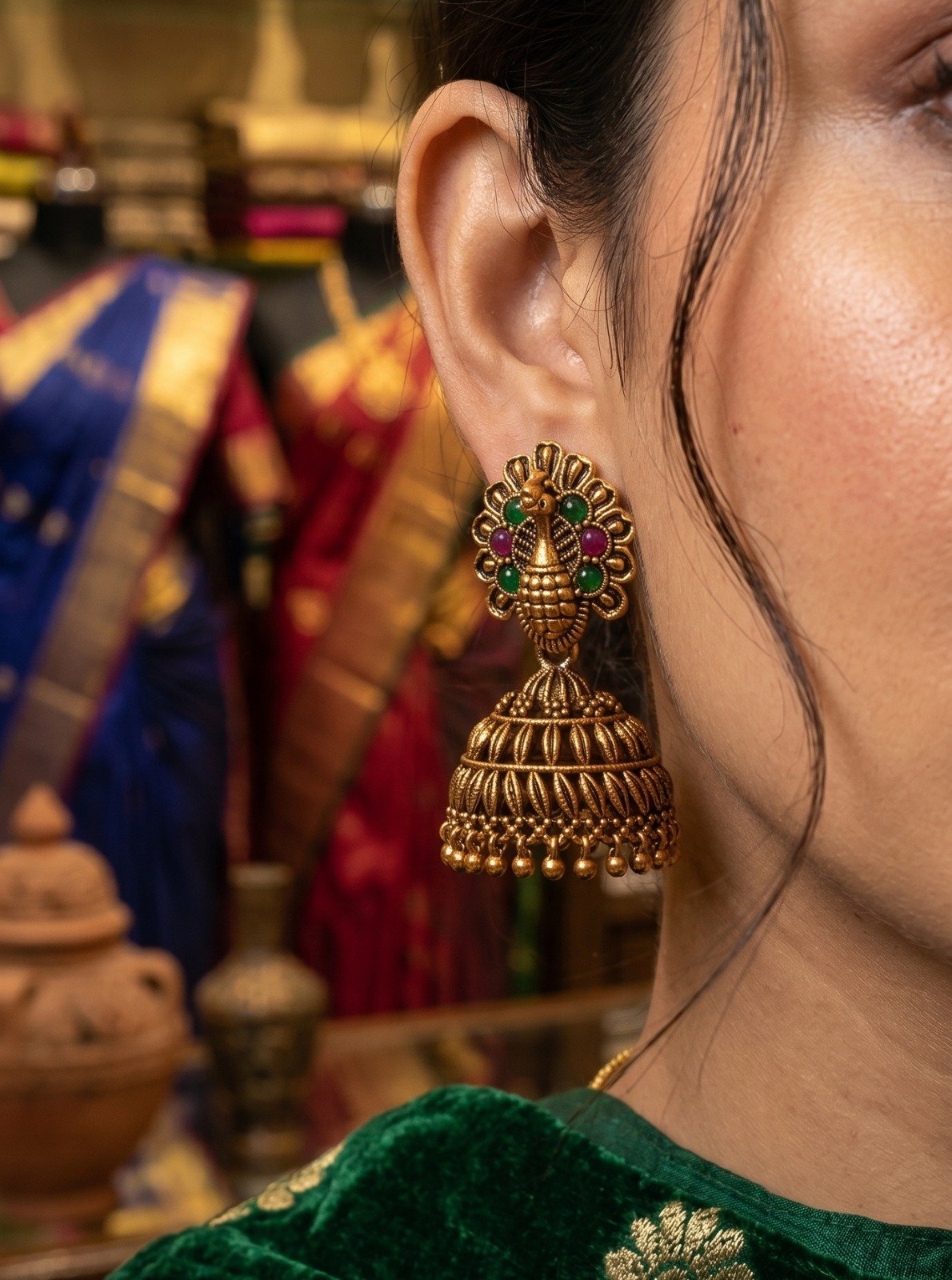 Peacock Designer Oxidised Gold Jhumkha Peacock Designer Oxidised Gold Jhumkha