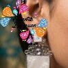 Floral Designer Oxidised Silver Earrings