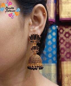 Black Lotus Designer Oxidised Gold Jhumkha