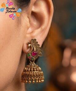 Peacock Designer Oxidised Gold Jhumkha