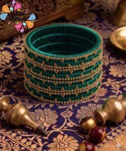 Peacock Green Colour Premium Velvet Bangles