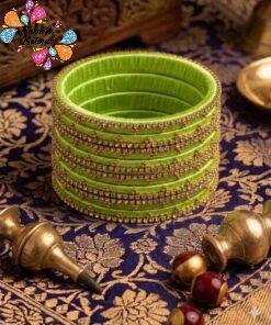 Parrot Green Colour Premium Velvet Bangles