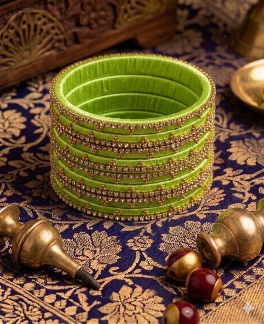 Parrot Green Colour Premium Velvet Bangles Parrot Green Colour Premium Velvet Bangles