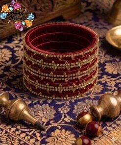 Dark Maroon Colour Premium Velvet Bangles