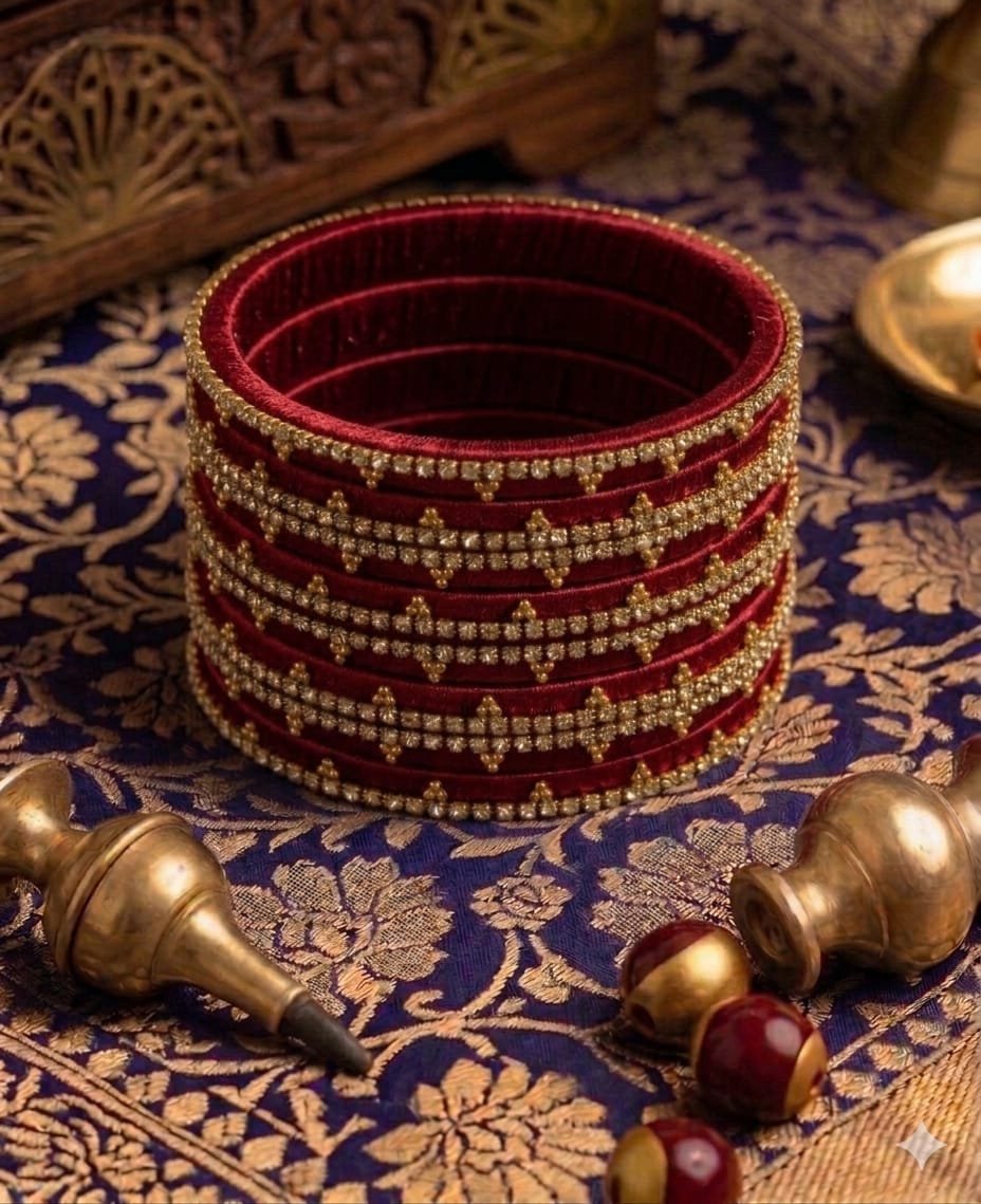 Dark Maroon Colour Premium Velvet Bangles Dark Maroon Colour Premium Velvet Bangles