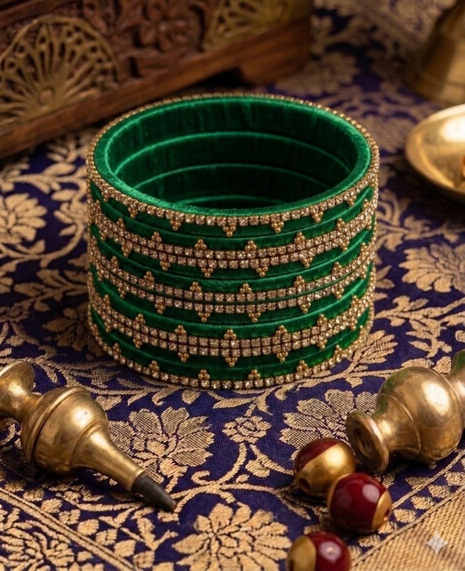 Dark Green Colour Premium Velvet Bangles Dark Green Colour Premium Velvet Bangles