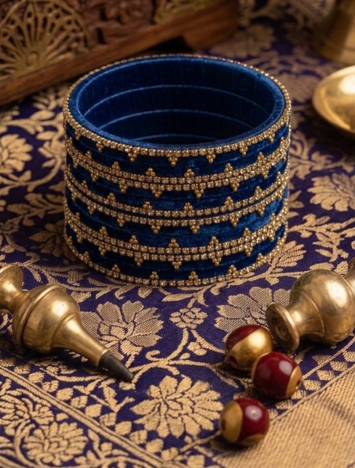 Navy Blue Colour Premium Velvet Bangles Navy Blue Colour Premium Velvet Bangles
