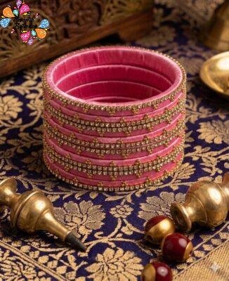 Rose Pink Colour Premium  Velvet  Bangles