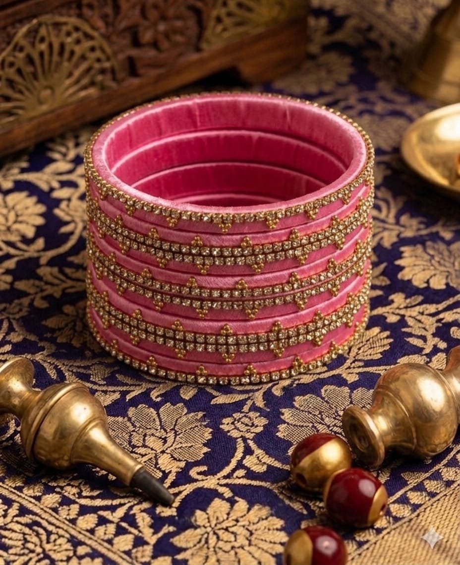 Rose Pink Colour Premium Velvet Bangles Rose Pink Colour Premium Velvet Bangles