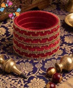 Red Colour Premium Velvet Bangles