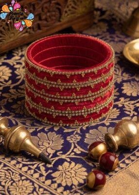 Red Colour Premium Velvet Bangles