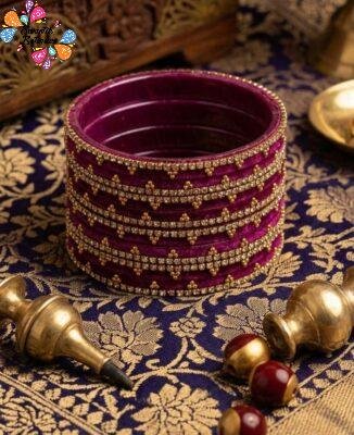 Royal Purple Colour Premium Velvet Bangles