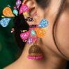 Pink Lotus Designer Oxidised Gold Jhumkha
