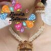 Lakshmi with White Pearl Designer Matte Finished Necklace