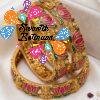Pink And Green Mixed Lotus With Lakshmi Designer Matte Finished Bangles