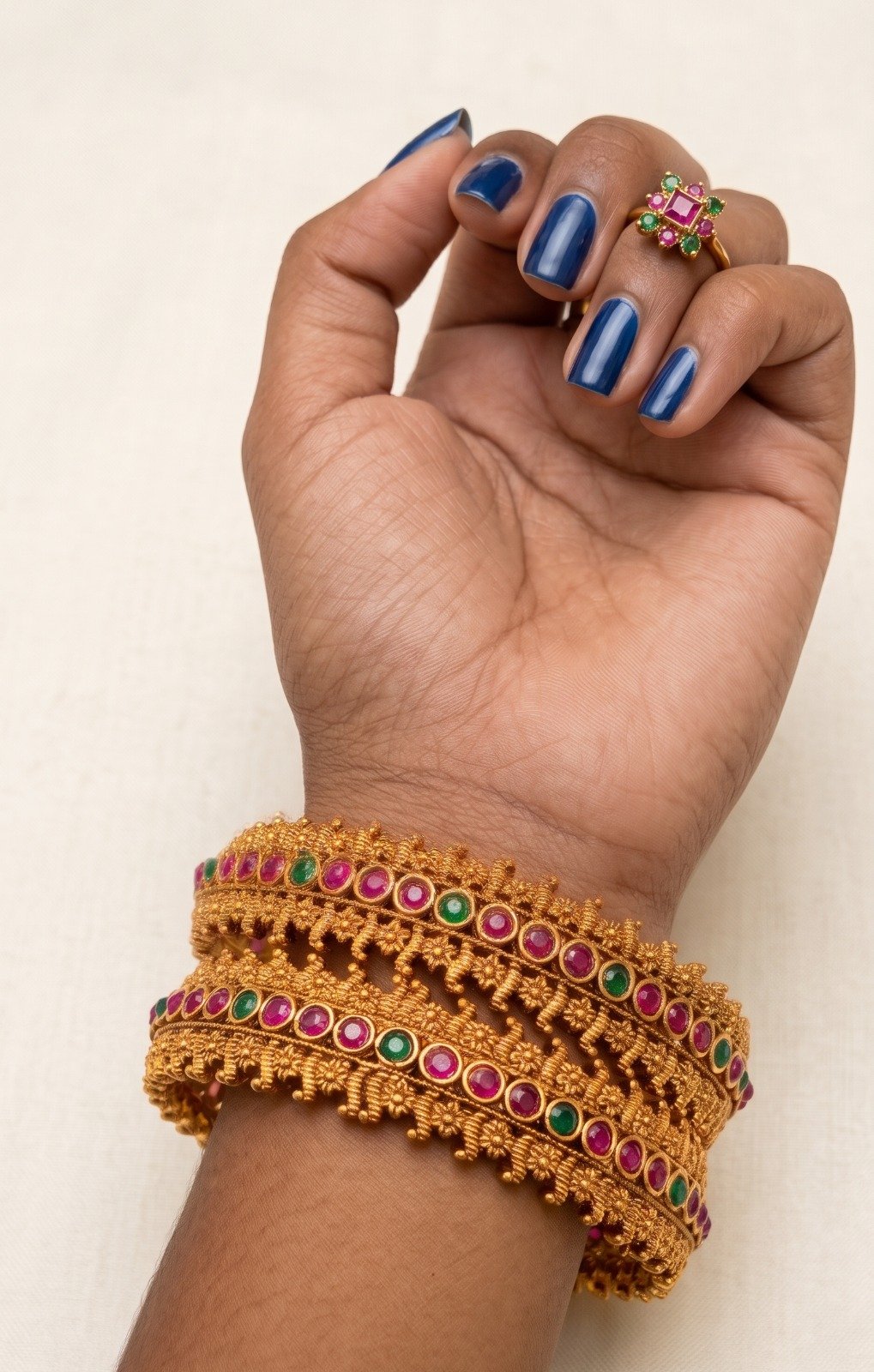 Pink And Green Stone Designer Matte Finished Bangles Pink And Green Stone Designer Matte Finished Bangles