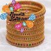 Pink And Green Stone Designer Matte Finished Bangle Set