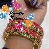 Pink And Green Mixed Lotus Designer Matte Finished Bangles Pink And Green Mixed Lotus Designer Matte Finished Bangles