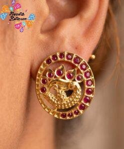 Peacock Designer Stud Type Antique Earrings