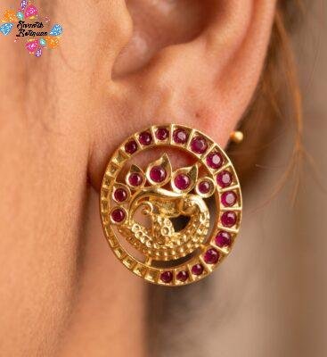 Peacock Designer Stud Type Antique Earrings