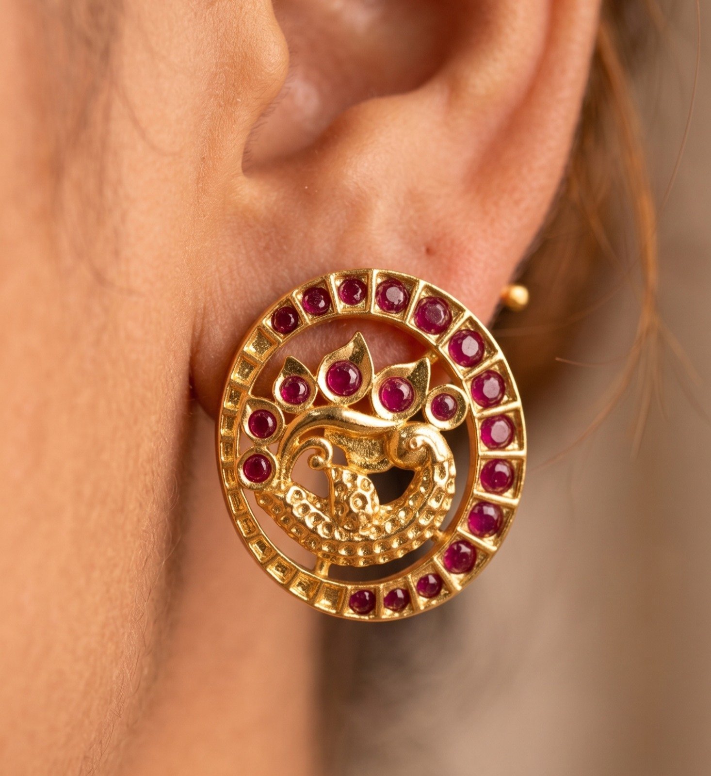 Peacock Designer Stud Type Antique Earrings Peacock Designer Stud Type Antique Earrings
