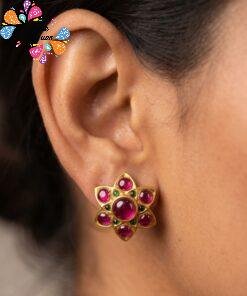 Flower Designer Stud Type Matte Finished Earrings