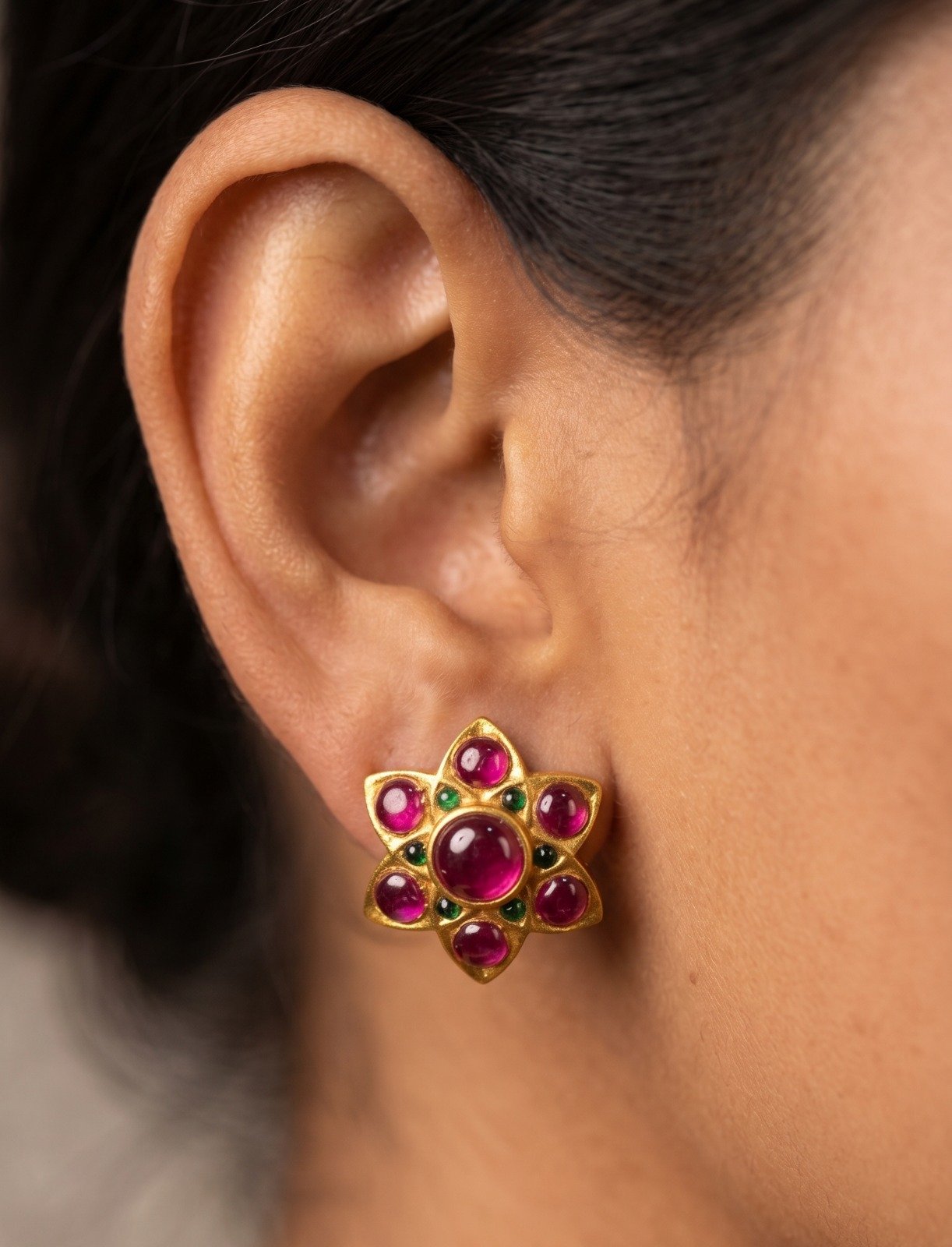 Flower Designer Stud Type Matte Finished Earrings Flower Designer Stud Type Matte Finished Earrings