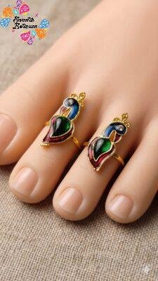Peacock Designer Premium Matte Finished Toe Rings