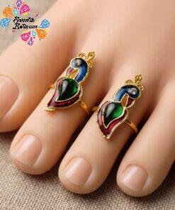 Peacock Designer Premium Matte Finished Toe Rings