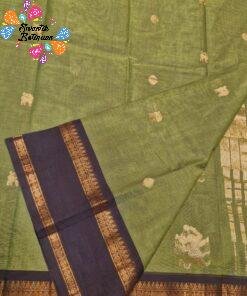 Welcome Swastik Boutiques, Sri Lanka Alternative view of Premium Olive Green With Black Border Kanchi Cotton Sarees with Rich Pallu