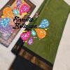 Premium Olive Green With Black Border Kanchi Cotton Sarees with Rich Pallu Premium Olive Green With Black Border Kanchi Cotton Sarees with Rich Pallu