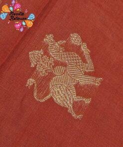 Premium Rust Orange with Brown Border Kanchi Cotton Sarees with Rich Pallu Premium Rust Orange with Brown Border Kanchi Cotton Sarees with Rich Pallu