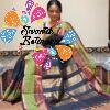 Premium Black With Olive Green And Pink Mixed Border Kanchi Cotton Sarees with Rich Pallu