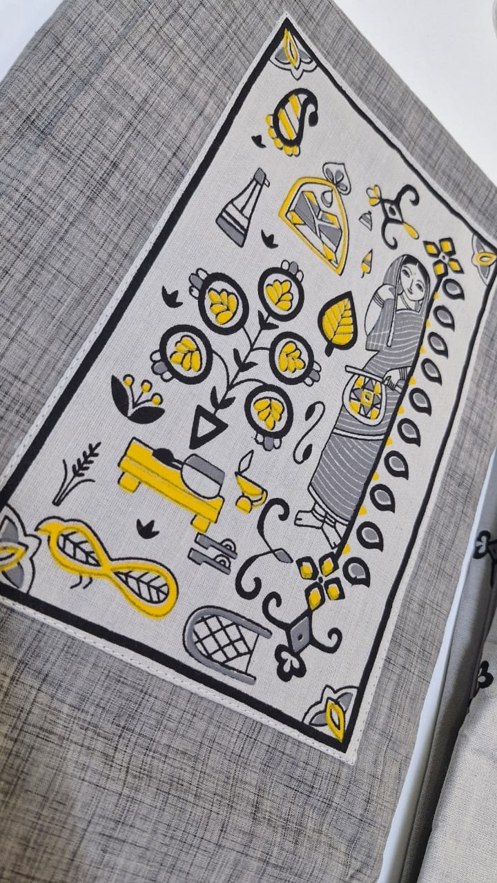 Light Grey And Yellow Floral Designer Shalwar Material Light Grey And Yellow Floral Designer Shalwar Material - Image 3