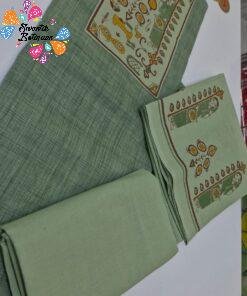 Light Pastel Mint Green And Yellow Floral Designer Shalwar Material